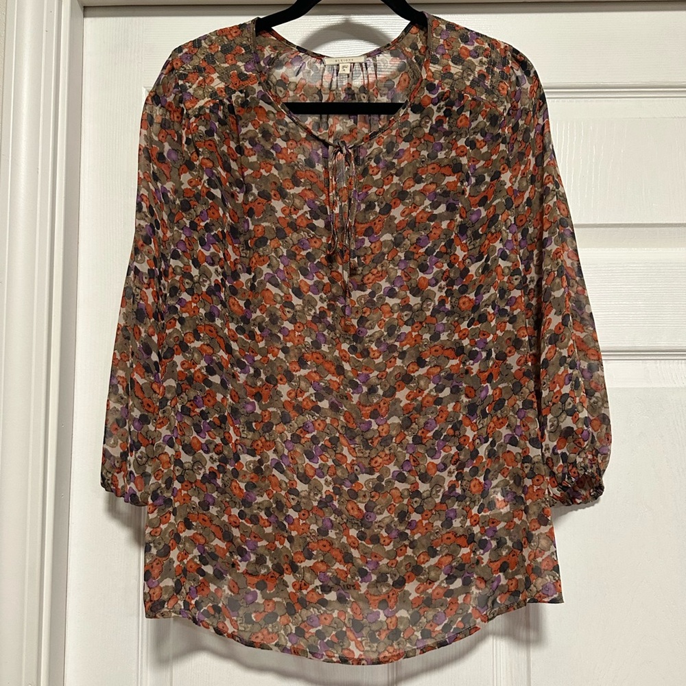 Pleione Long Sleeve Colorful Blouse Women's Size M